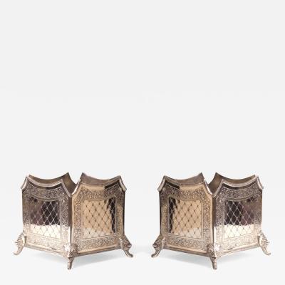 Pair of English Victorian Style Silver plate Small Planters