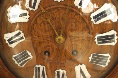 Pair of English Victorian Walnut Wall Clock Barometer