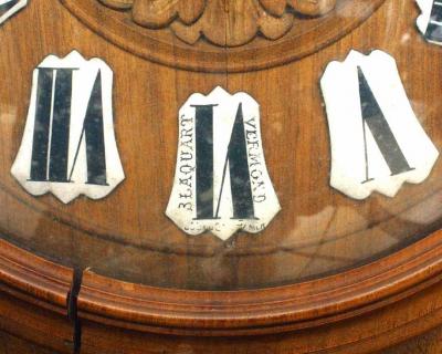 Pair of English Victorian Walnut Wall Clock Barometer