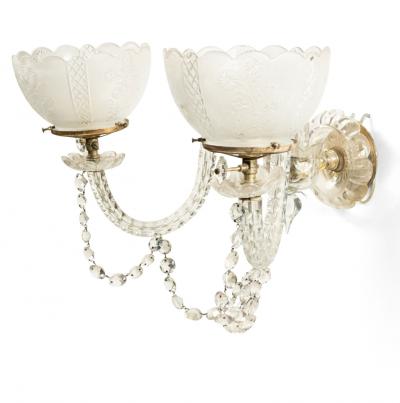 Pair of English Victorian Waterford Crystal Wall Sconces