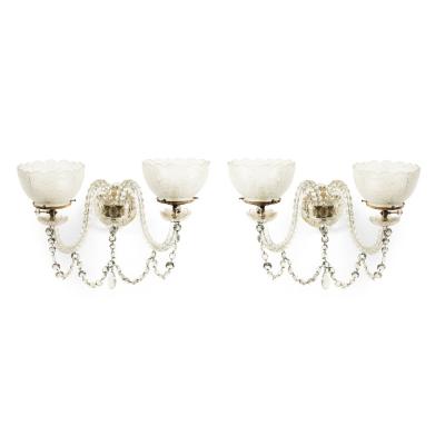 Pair of English Victorian Waterford Crystal Wall Sconces