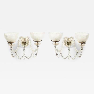 Pair of English Victorian Waterford Crystal Wall Sconces