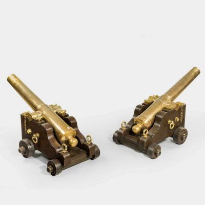 Pair of English bronze signal cannon