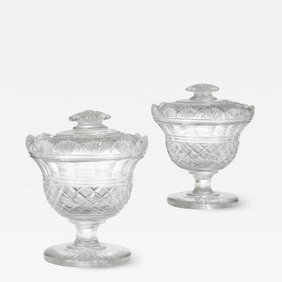 Pair of English engraved and cut glass sweet bowls