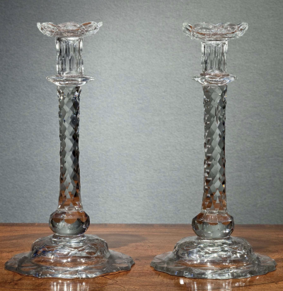 Pair of English glass candlesticks c 1760