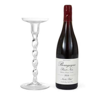 Pair of English glass spiral twisted candlesticks