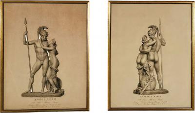 Pair of Engravings of Mars and Venus Italy circa 1880
