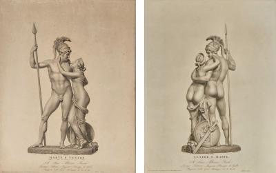 Pair of Engravings of Mars and Venus Italy circa 1880