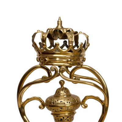 Pair of Enormous Armorial Andirons England Circa 1820