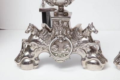 Pair of Enormous Late 19th Century English Vintage Fireplace Andirons