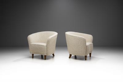 Pair of Enveloping Cabinetmaker Armchairs in Boucl Europe Mid 20th Century