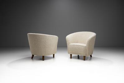 Pair of Enveloping Cabinetmaker Armchairs in Boucl Europe Mid 20th Century