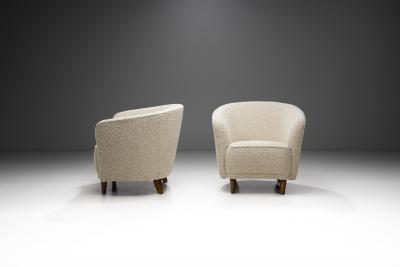 Pair of Enveloping Cabinetmaker Armchairs in Boucl Europe Mid 20th Century