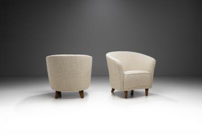 Pair of Enveloping Cabinetmaker Armchairs in Boucl Europe Mid 20th Century