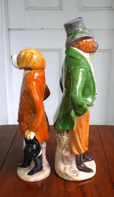 Pair of Equestrian Canine Figurines