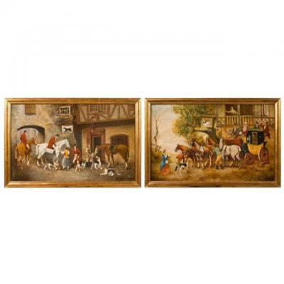 Pair of Equestrian Paintings Signed E R Woods