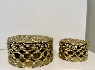Pair of Estate Industrial Chain Pattern Jewelry Boxes Belgium