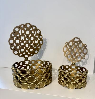 Pair of Estate Industrial Chain Pattern Jewelry Boxes Belgium