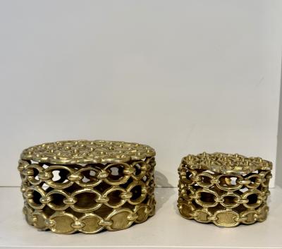 Pair of Estate Industrial Chain Pattern Jewelry Boxes Belgium