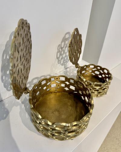 Pair of Estate Industrial Chain Pattern Jewelry Boxes Belgium