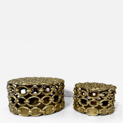 Pair of Estate Industrial Chain Pattern Jewelry Boxes Belgium