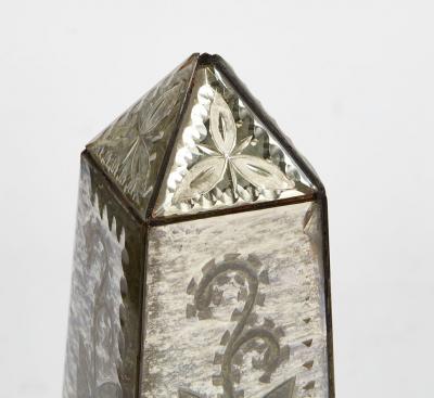 Pair of Etched Mirrored Obelisks