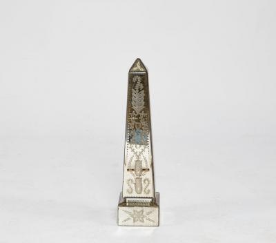 Pair of Etched Mirrored Obelisks