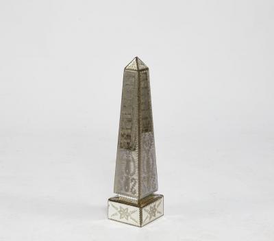 Pair of Etched Mirrored Obelisks