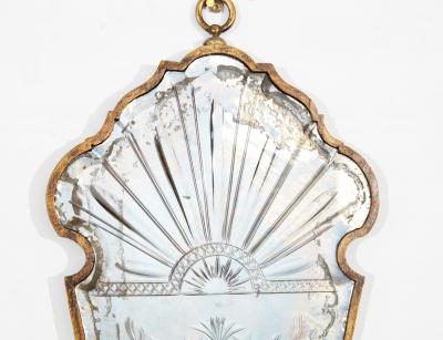 Pair of Etched Venetian Mirror Sconces