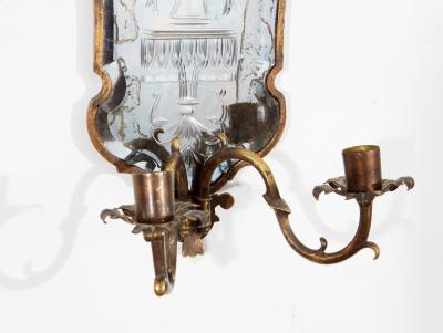 Pair of Etched Venetian Mirror Sconces