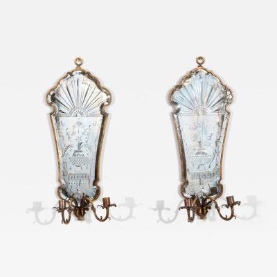 Pair of Etched Venetian Mirror Sconces