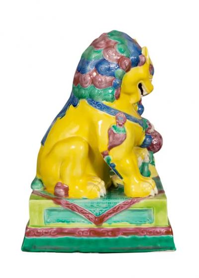 Pair of European Porcelain Figures of Chinese Guardian Lions