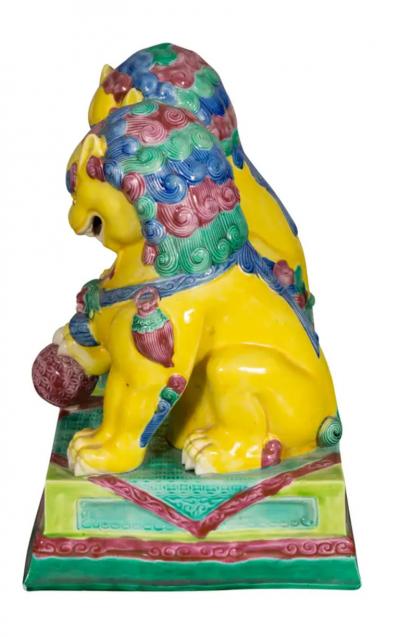 Pair of European Porcelain Figures of Chinese Guardian Lions