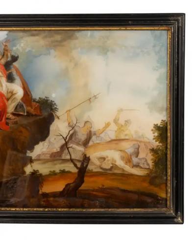 Pair of European Reverse Paintings on Glass