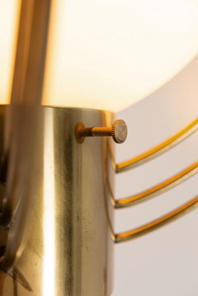 Pair of Extra Large Brass and Opal Glass Wall Lamps Europe 1960s