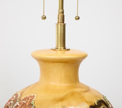 Pair of Extra Large Italian Volcanic Glazed Ceramic Lamps