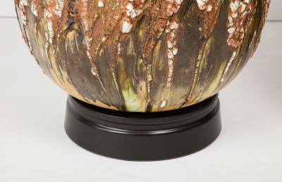 Pair of Extra Large Italian Volcanic Glazed Ceramic Lamps