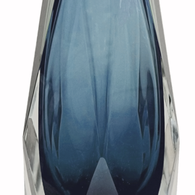 Pair of Faceted Gray Blue Murano Glass Table Lamps Medium