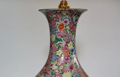 Pair of Familie Rose Porcelain Lamps