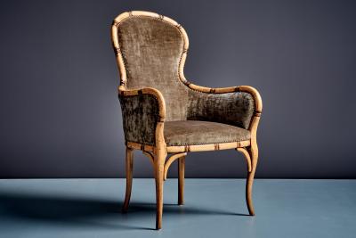 Pair of Faux Bamboo Berg re Chairs