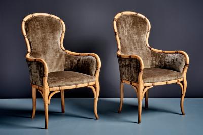 Pair of Faux Bamboo Berg re Chairs