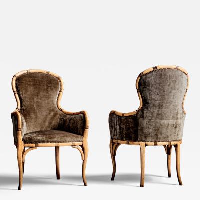 Pair of Faux Bamboo Berg re Chairs