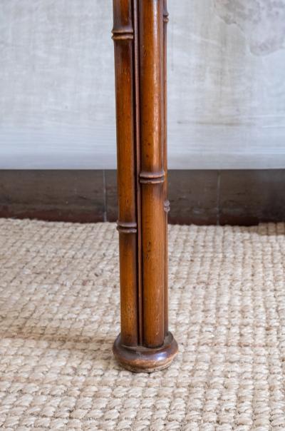 Pair of Faux Bamboo Demi Lune Consoles 1970s