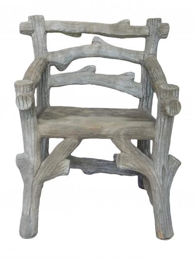Pair of Faux Bois Garden Armchairs