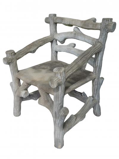 Pair of Faux Bois Garden Armchairs