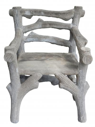 Pair of Faux Bois Garden Armchairs