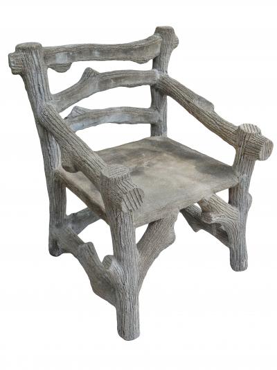 Pair of Faux Bois Garden Armchairs