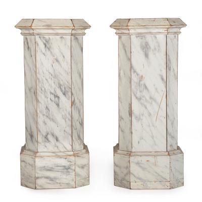 Pair of Faux Marble Painted Pine Columns early 20th century