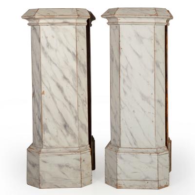 Pair of Faux Marble Painted Pine Columns early 20th century