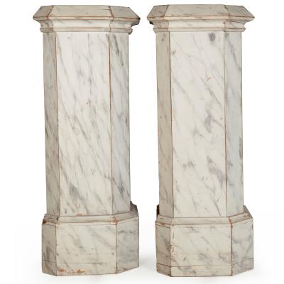 Pair of Faux Marble Painted Pine Columns early 20th century